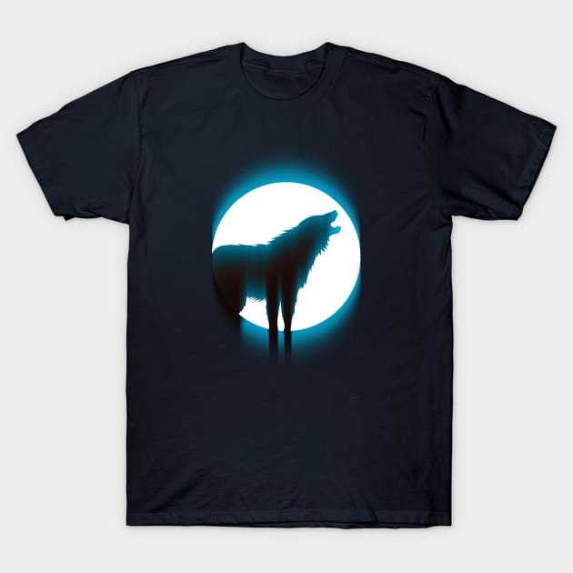 Wolf howling at the moon T-Shirt by TMBTM